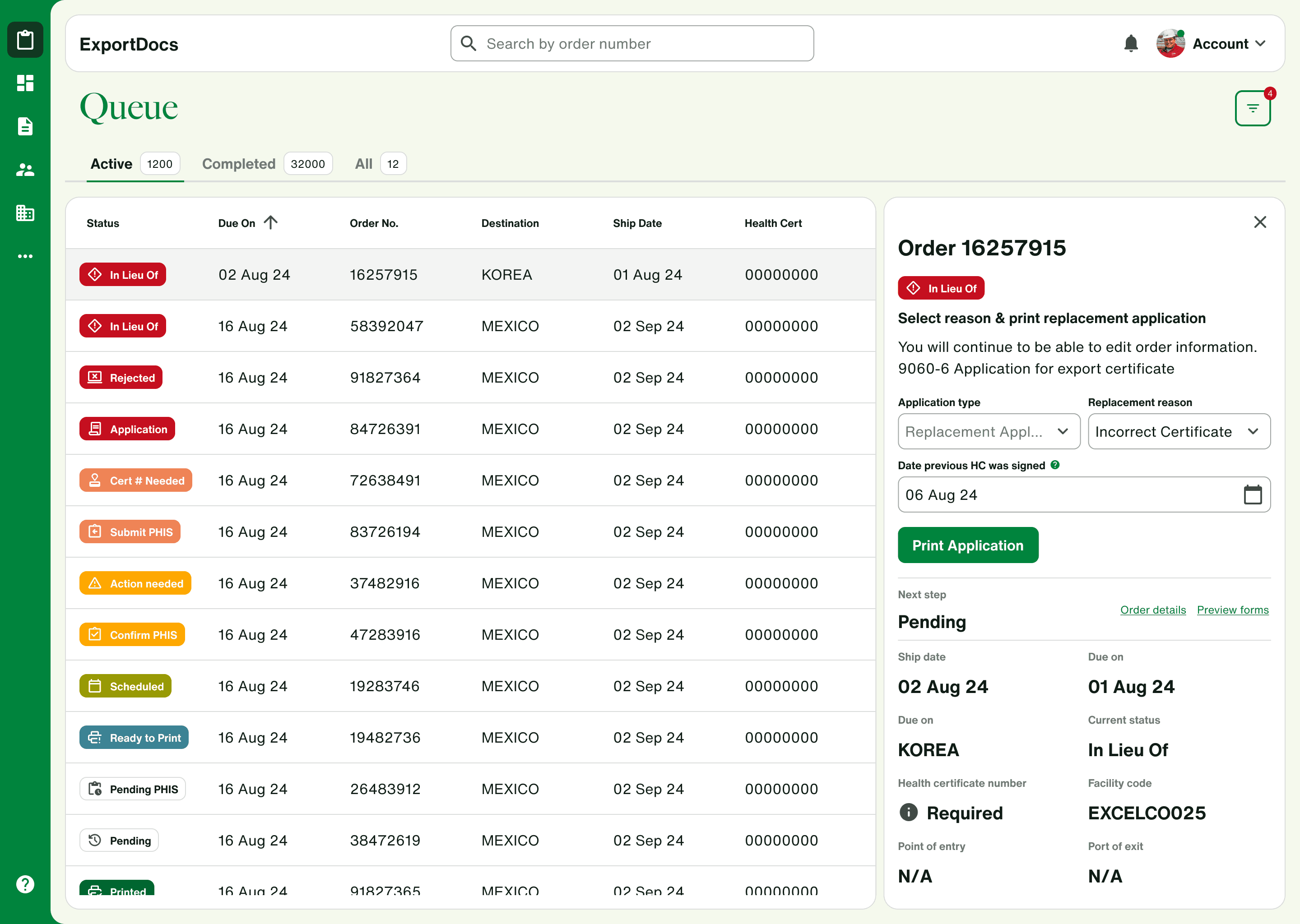 ExportDocs queue interface redesigned with Sprout components