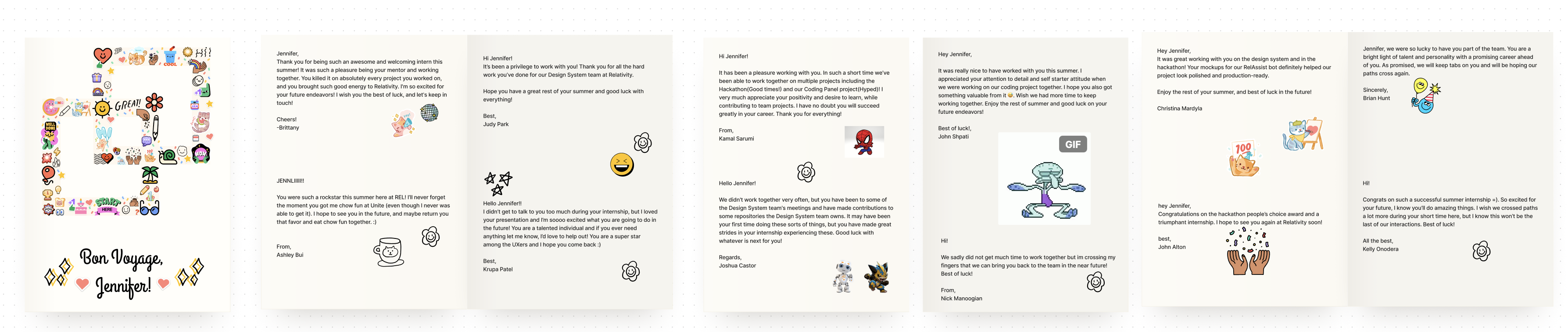 Going-away card from the Relativity team