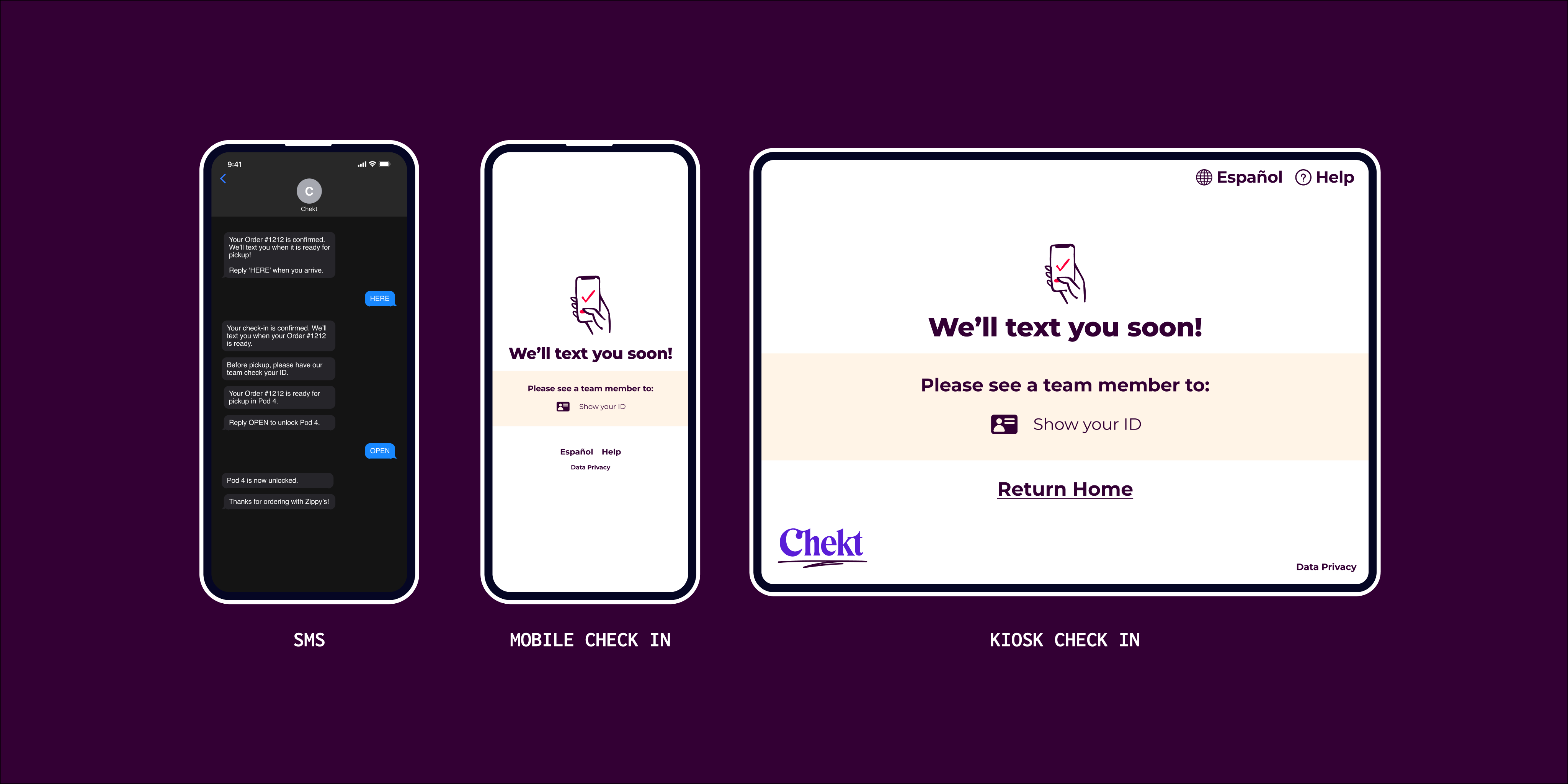 Check-in surfaces — view 1